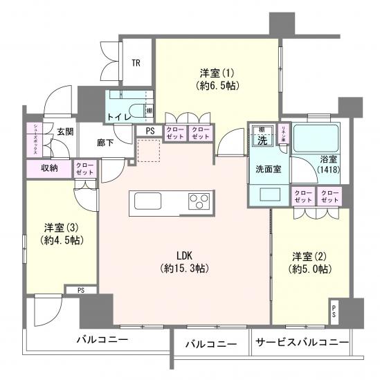 クレヴィア小杉御殿町-1-間取図(平面図)