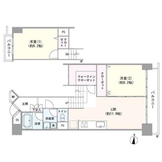 川崎河原町分譲共同ビル　１５号棟-1-間取図(平面図)