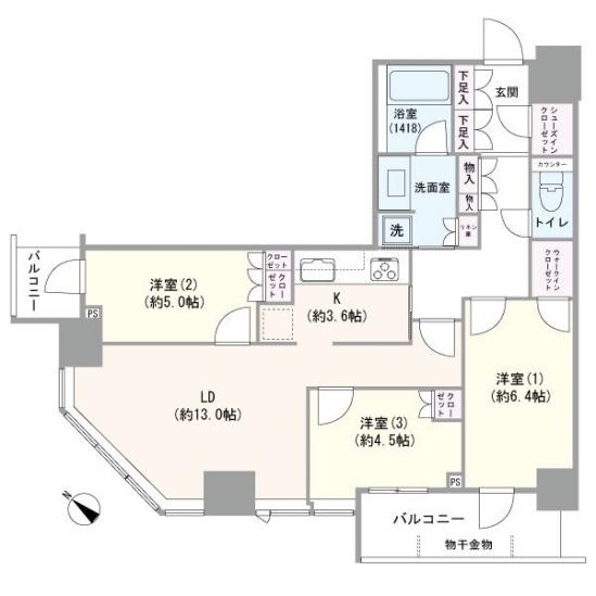 リヴァリエA棟-1-間取図(平面図)