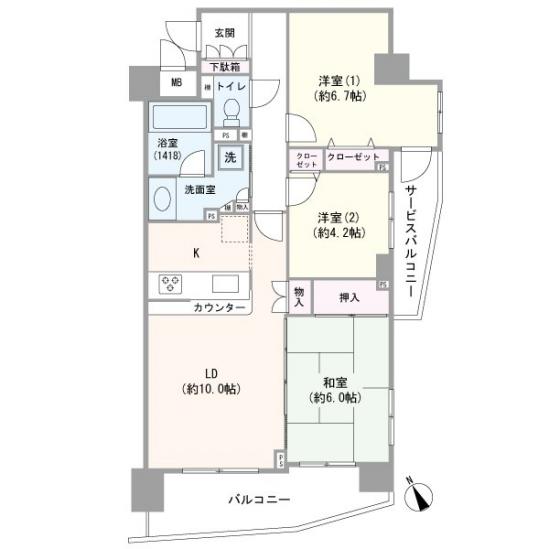 ルピナス二子多摩川-1-間取図(平面図)