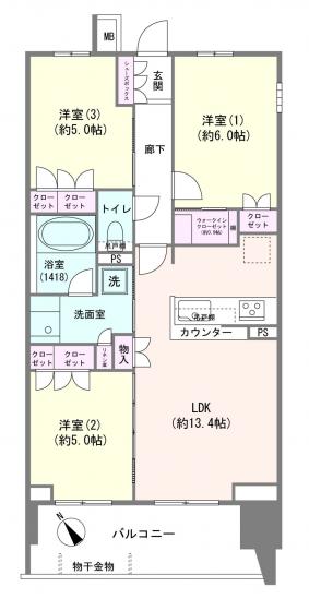 ザ・パークハウス川崎矢向-1-間取図(平面図)