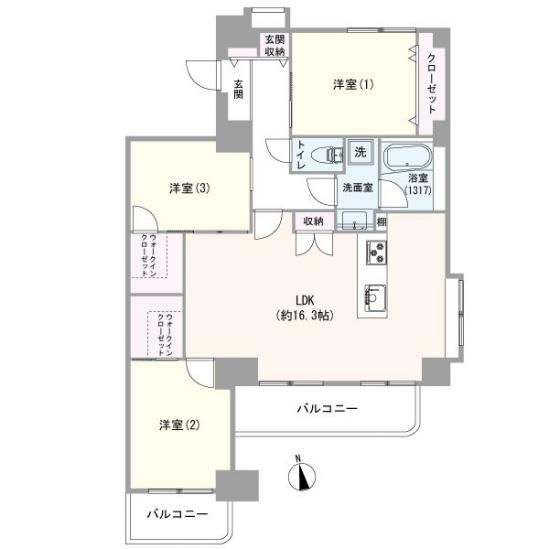 エクレール武蔵小杉-1-間取図(平面図)