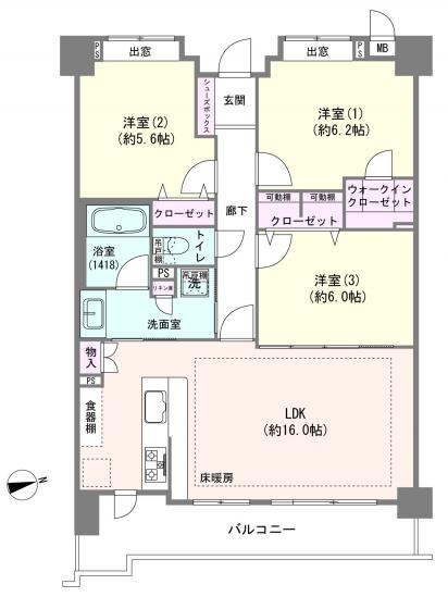 ライフレビュー矢向-1-間取図(平面図)