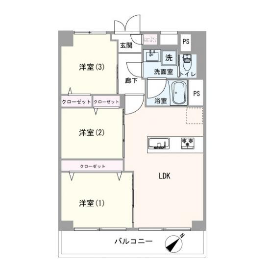 鶴見スカイハイツ-1-間取図(平面図)