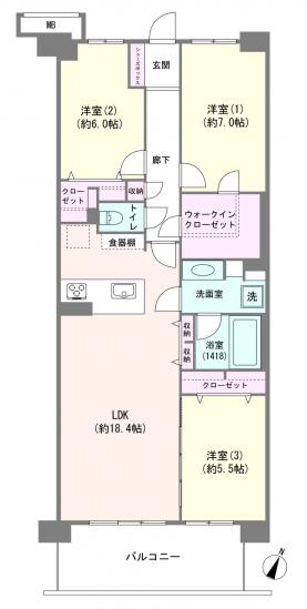 グランシティユーロレジデンス川崎-1-間取図(平面図)