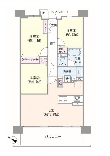 レックス川崎ピラーズコート-1-間取図(平面図)