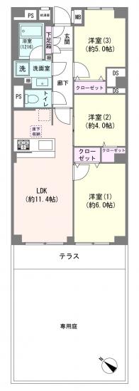 メゾンドール多摩川-1-間取図(平面図)