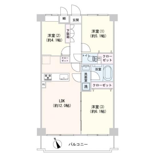 クレッセント新川崎Ⅱ-1-間取図(平面図)