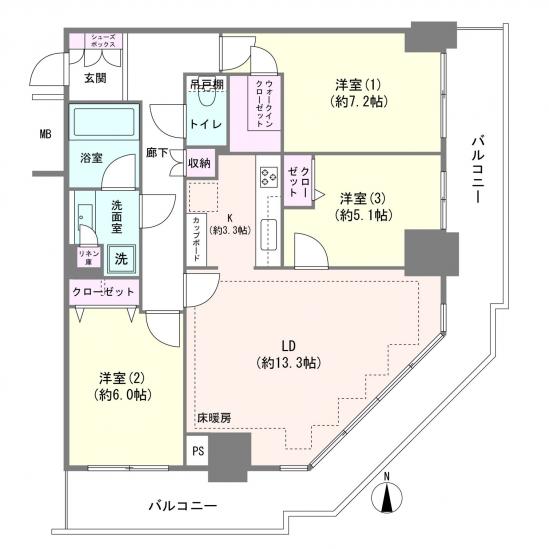 サウザンドシティ1番館-1-間取図(平面図)