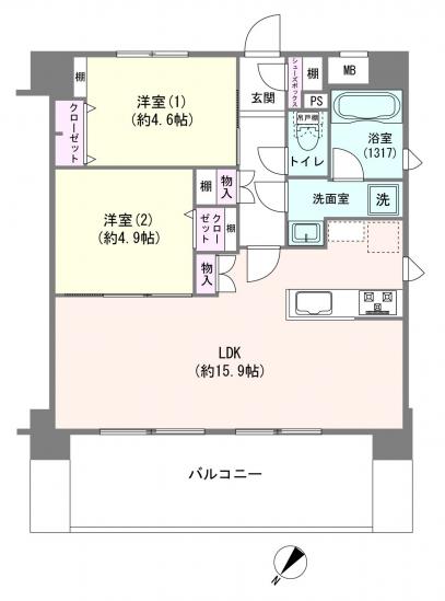 ルシオン多摩川-1-間取図(平面図)