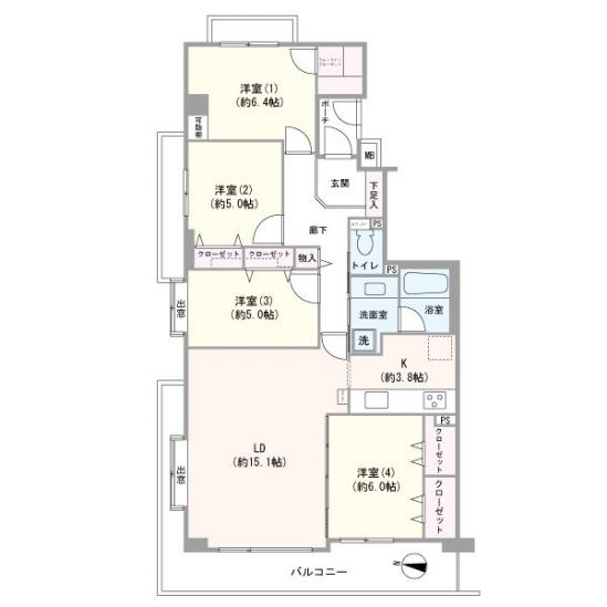 イトーピア百合ヶ丘ガーデンハイツ　Ｄ棟-1-間取図(平面図)