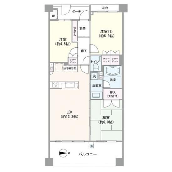 クレッセント武蔵新城センティア-1-間取図(平面図)