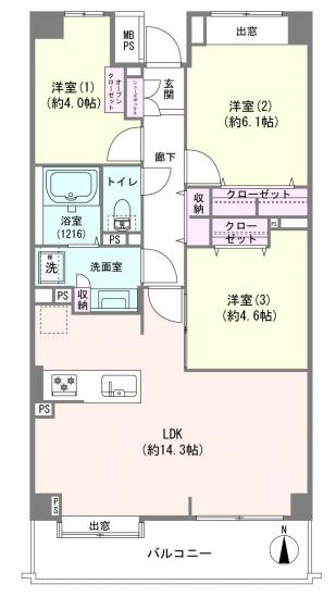 新丸子パークハウス-1-間取図(平面図)