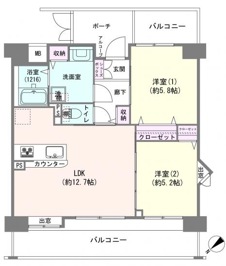 ドエル横浜鶴見-1-間取図(平面図)
