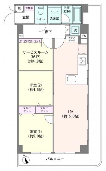 武蔵小杉ハイツ-1-間取図(平面図)