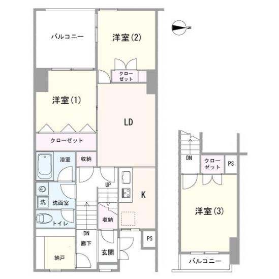 川崎河原町分譲共同ビル　14号棟-1-間取図(平面図)