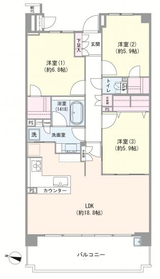 ジェイパーク横浜矢向フローラガーデン-1-間取図(平面図)