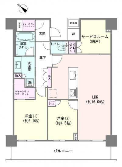 リヴァリエB棟-1-間取図(平面図)