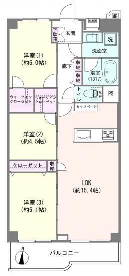日商岩井川崎塚越マンション-1-間取図(平面図)