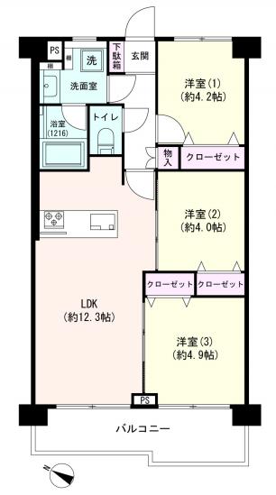 スカイパル鳩ヶ谷本町-1-間取図(平面図)