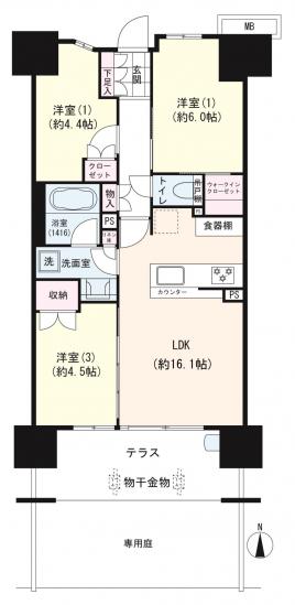 エステムコート川口並木サウスガーデン-1-間取図(平面図)