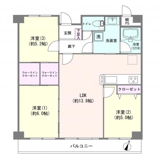 コスモノーブル武蔵浦和Ⅲ-1-間取図(平面図)