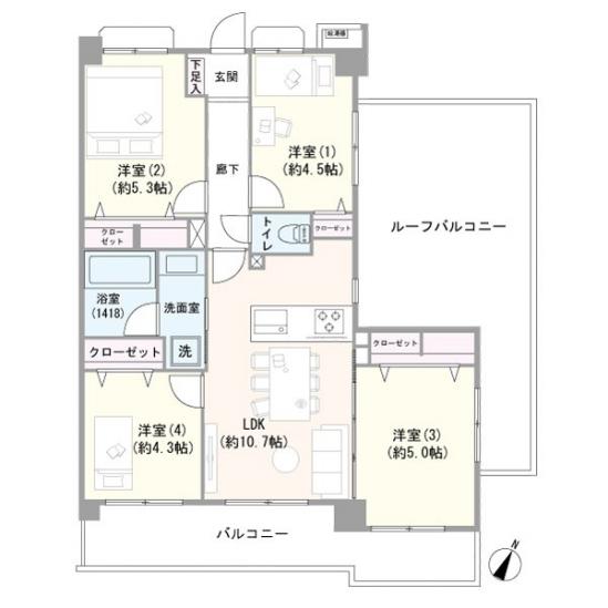ライオンズマンション川口南-1-間取図(平面図)