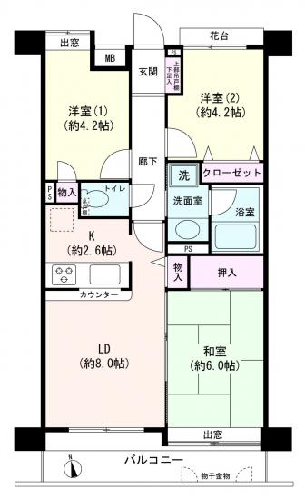 リュエル川口-1-間取図(平面図)