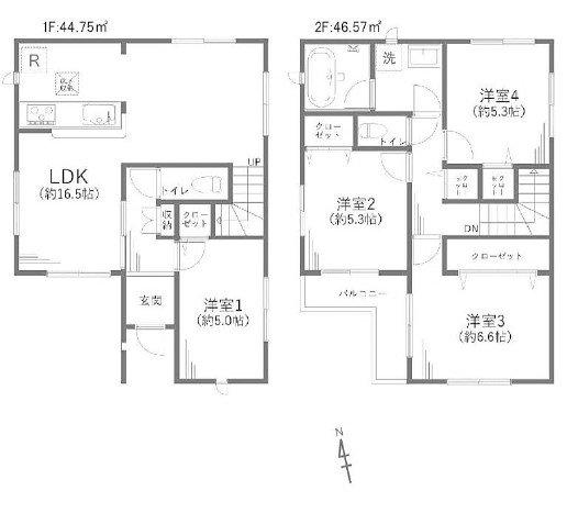 川口市桜町六丁目戸建-1-間取図(平面図)