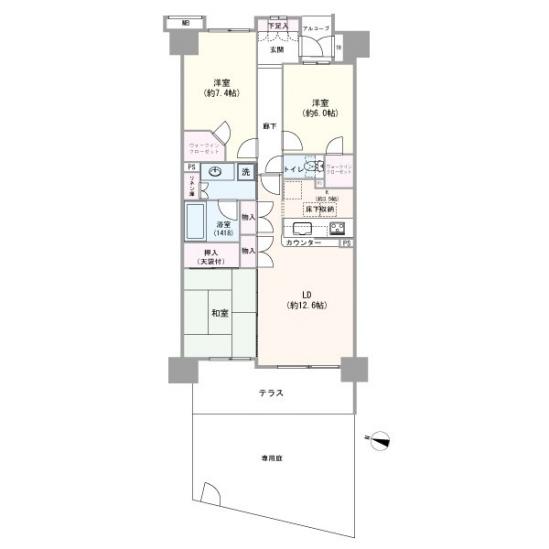 シャリエ川口本町グリーンマークス-1-間取図(平面図)