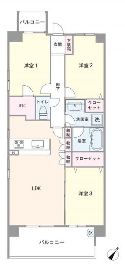 パークフロント新都心-1-間取図(平面図)