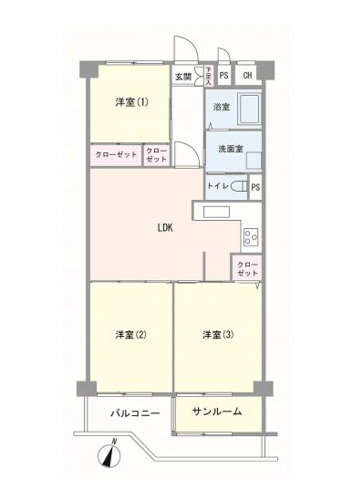 エビハラサングリーン川口-1-間取図(平面図)
