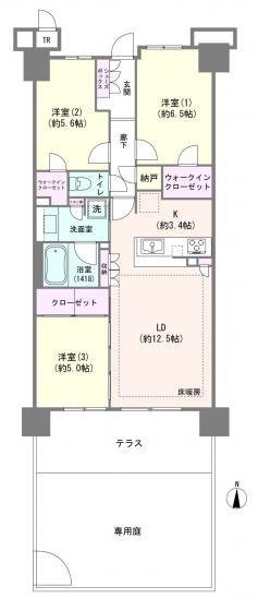 オハナ北戸田ガーデニアA棟-1-間取図(平面図)