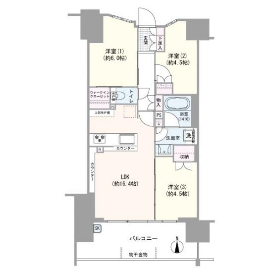 エステムコート川口並木サウスガーデン-1-間取図(平面図)