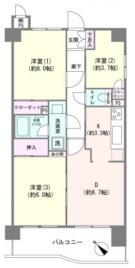 エクレール東川口-1-間取図(平面図)