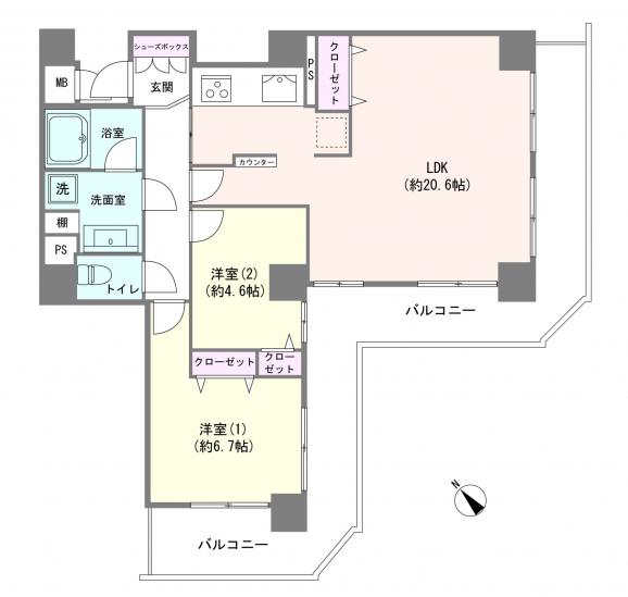 東急ドエル・スカイマークタワー川口-1-間取図(平面図)