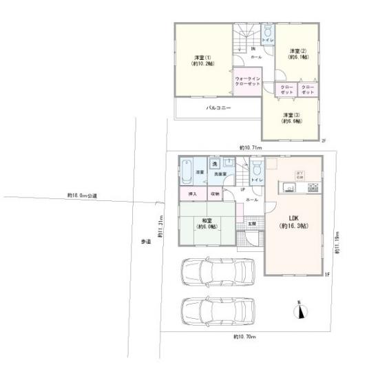 川口市朝日一丁目中古戸建-1-間取図(平面図)