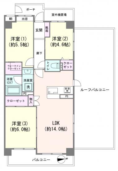 コスモ南浦和クレスト-1-間取図(平面図)