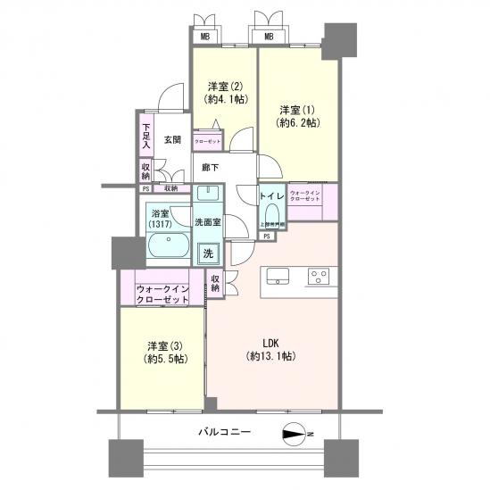 ラムザタワー-1-間取図(平面図)
