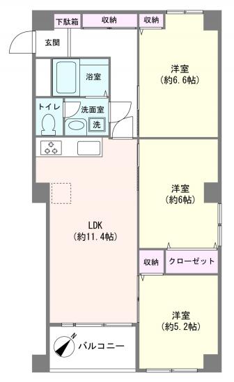 ワラビスカイハイツ-1-間取図(平面図)