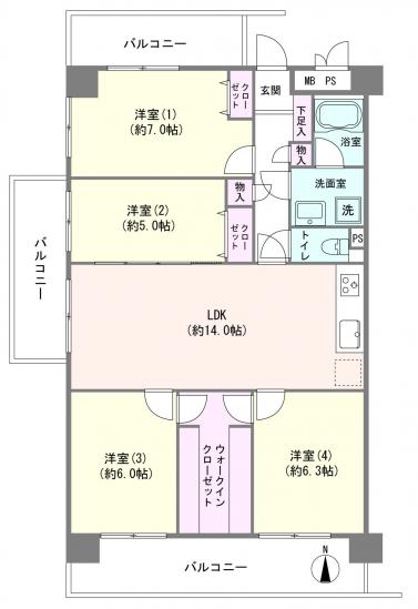 コープ野村青木町公園-1-間取図(平面図)