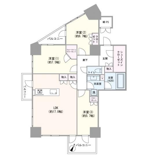 THE　OMIYA　TOWERS-1-間取図(平面図)