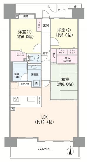 コスモシティ鳩ケ谷駅前-1-間取図(平面図)