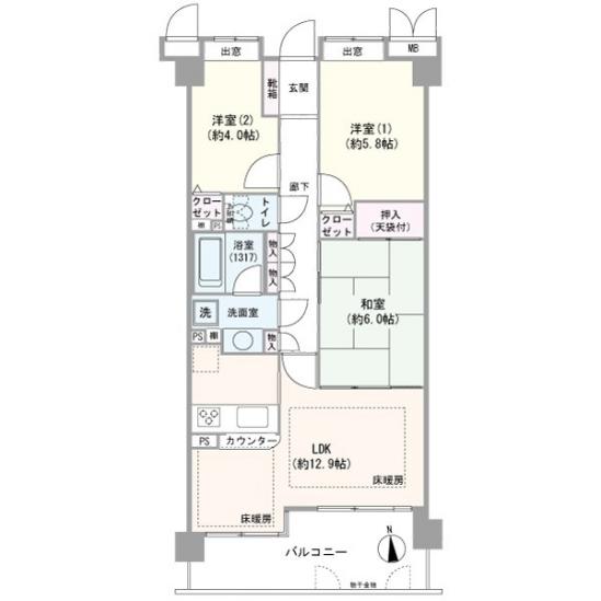 東浦和ヒルズ-1-間取図(平面図)
