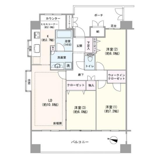 グランレーヴ川口-1-間取図(平面図)