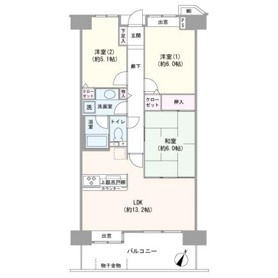 フロントシティ与野-1-間取図(平面図)