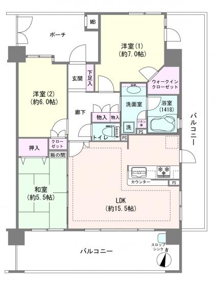 ルネサンス川口青木町公園-1-間取図(平面図)