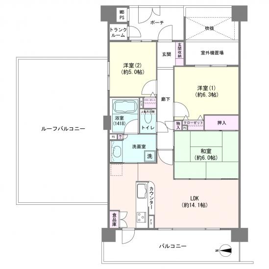 ライオンズステージ川口-1-間取図(平面図)