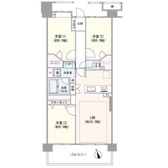 ハイセレサ川口ウインドフロウ-1-間取図(平面図)