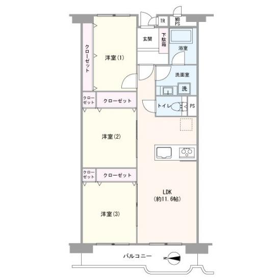 フジタ川口マンション-1-間取図(平面図)